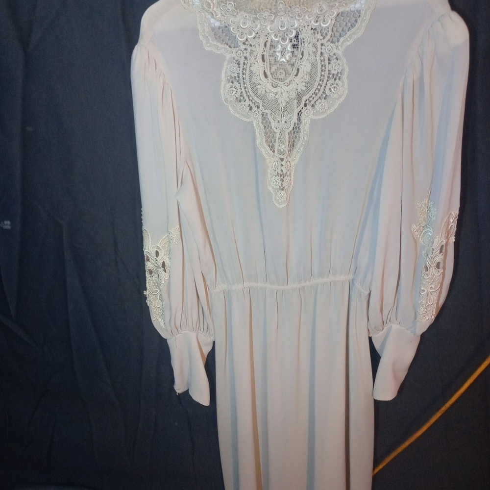 Cream Long Sleeve Bishop Wedding Gown